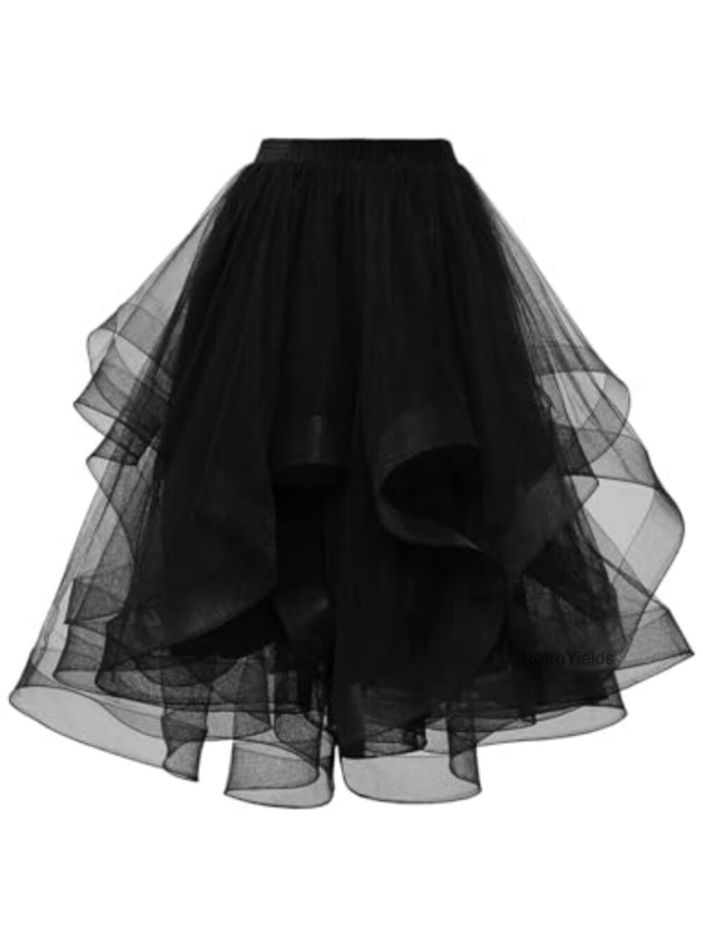 Tulle Skirt Midi A-Line Elastic High Waist Tiered Layered Puffy Tutu Skirt